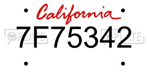 7F75342 California License Plate