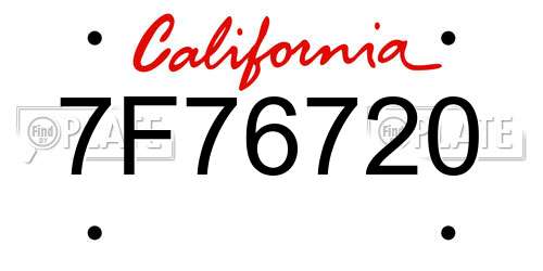 7F76720 California License Plate
