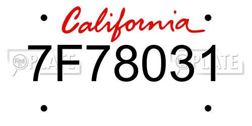 7F78031 California License Plate
