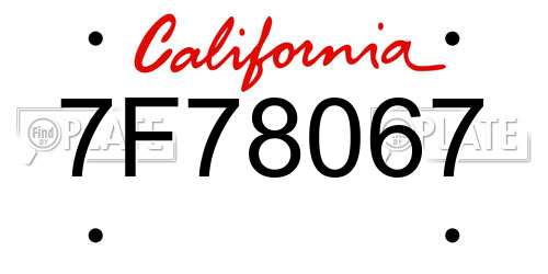 7F78067 California License Plate