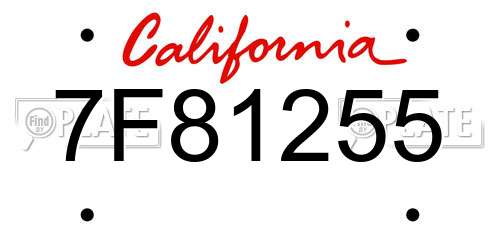 7F81255 California License Plate