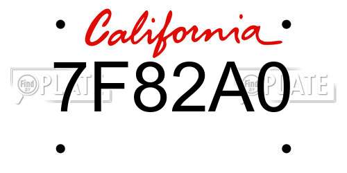 7F82A0 California License Plate
