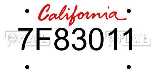 7F83011 California License Plate