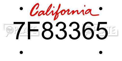 7F83365 California License Plate