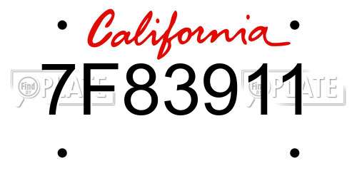 7F83911 California License Plate