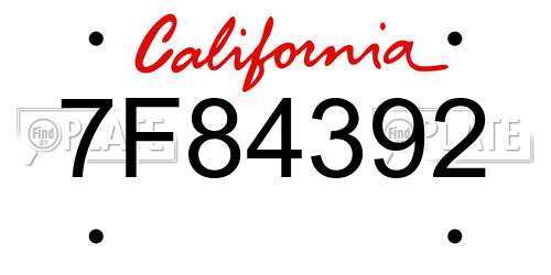 7F84392 California License Plate