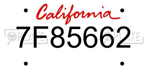 7F85662 California License Plate