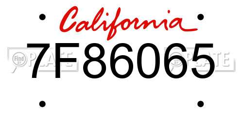 7F86065 California License Plate