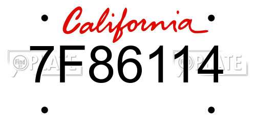 7F86114 California License Plate