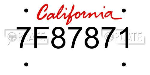 7F87871 California License Plate