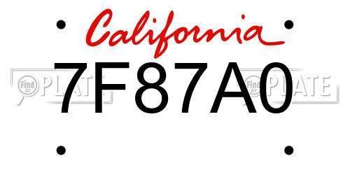 7F87A0 California License Plate