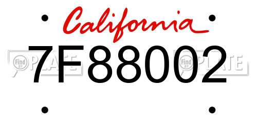 7F88002 California License Plate