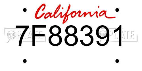 7F88391 California License Plate