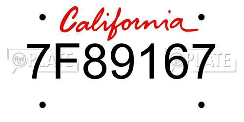 7F89167 California License Plate
