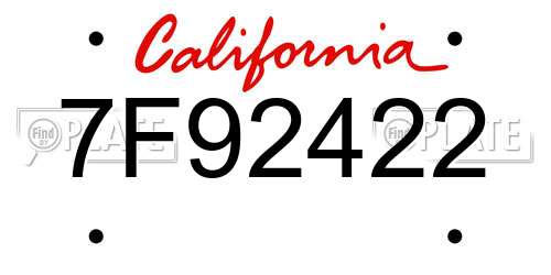 7F92422 California License Plate