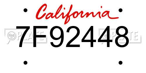 7F92448 California License Plate