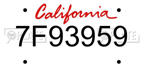 7F93959 California License Plate