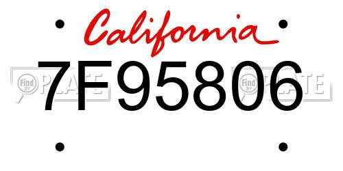 7F95806 California License Plate