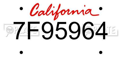 7F95964 California License Plate