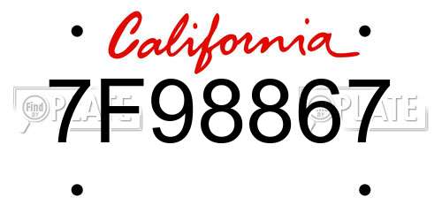 7F98867 California License Plate