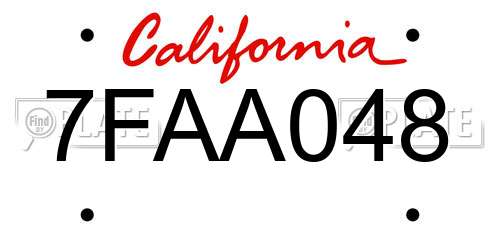 7FAA048 California License Plate