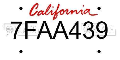 7FAA439 California License Plate
