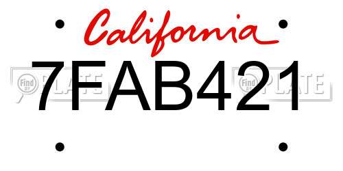 7FAB421 California License Plate