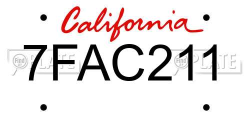 7FAC211 California License Plate