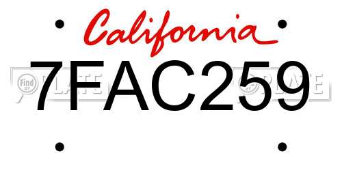 7FAC259 California License Plate