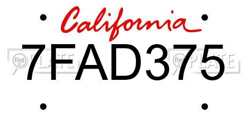 7FAD375 California License Plate