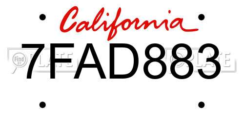 7FAD883 California License Plate