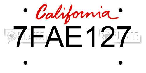 7FAE127 California License Plate