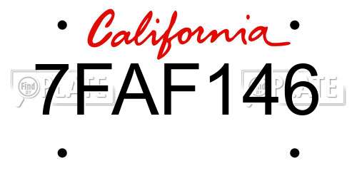 7FAF146 California License Plate