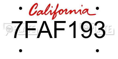 7FAF193 California License Plate
