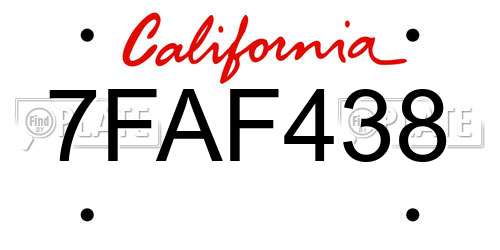 7FAF438 California License Plate