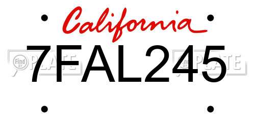 7FAL245 California License Plate