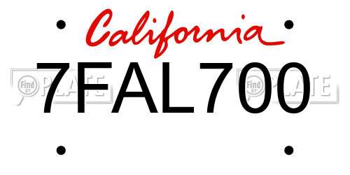 7FAL700 California License Plate