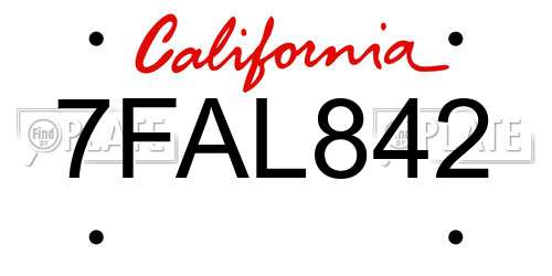 7FAL842 California License Plate