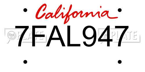 7FAL947 California License Plate