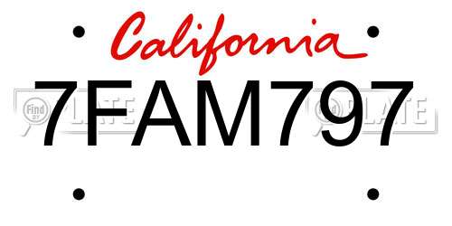 7FAM797 California License Plate