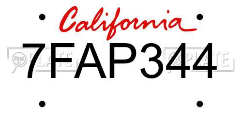 7FAP344 California License Plate