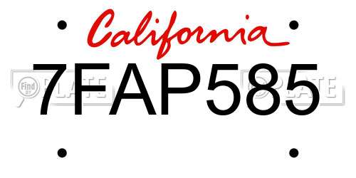 7FAP585 California License Plate