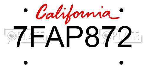 7FAP872 California License Plate