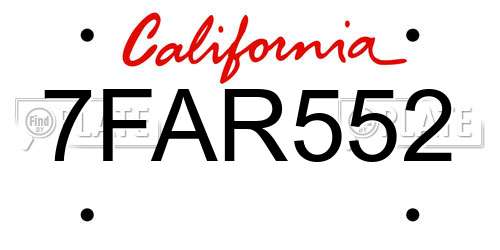 7FAR552 California License Plate