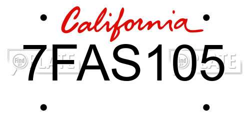 7FAS105 California License Plate