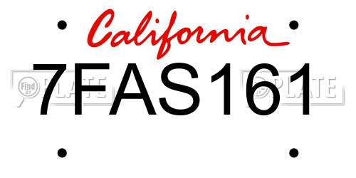 7FAS161 California License Plate