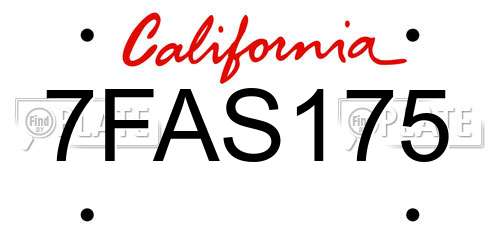 7FAS175 California License Plate