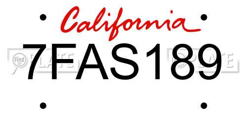 7FAS189 California License Plate
