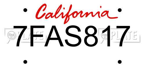 7FAS817 California License Plate