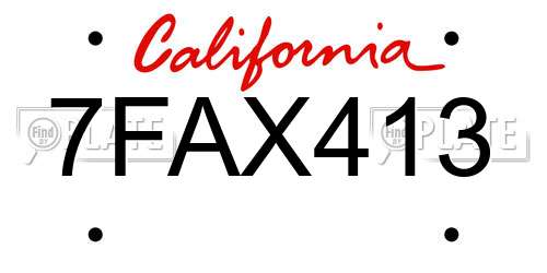 7FAX413 California License Plate